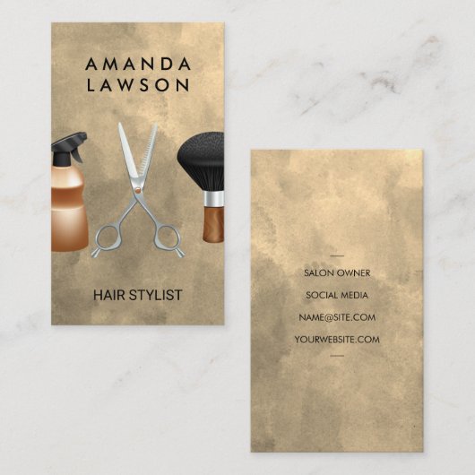 Haren stylist tools | Waterverf Visitekaartje (Voorkant / Achterkant)