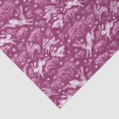 Hares Field Bunnies Rabbits Winter Pattern Fuchsia Tissuepapier (Detail)