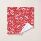 Hares Snow Field Bunnies Rabbit Winter Pattern Red Bad Handdoek (Wasdoekje)