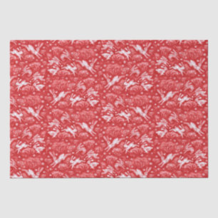 Hares Snow Field White Rabbits Winter Pattern Red Tissuepapier