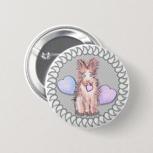 Harey Rabbit Heart-pinknop Ronde Button 5,7 Cm (Voorkant /achterkant)