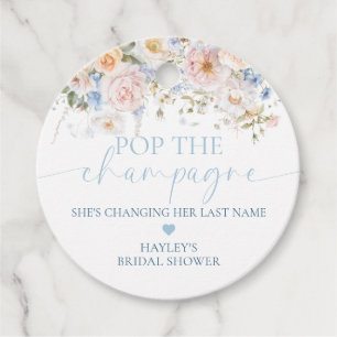 Hargrove Blauwe Bloem Pop De Champagne Douche Bedankjes Labels