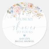 Hargrove Blauwe Bloemige Van Mijn Douche Naar Jouw Ronde Sticker (Voorkant)