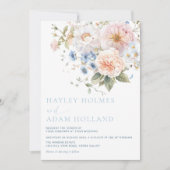 Hargrove Blue Floral Faire-part de mariage (Devant)