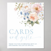Hargrove Blue Floral Kaarten en geschenken teken Poster (Voorkant)