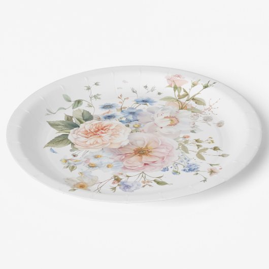 Hargrove Blue Floral Papieren Bordje (Gekanteld)