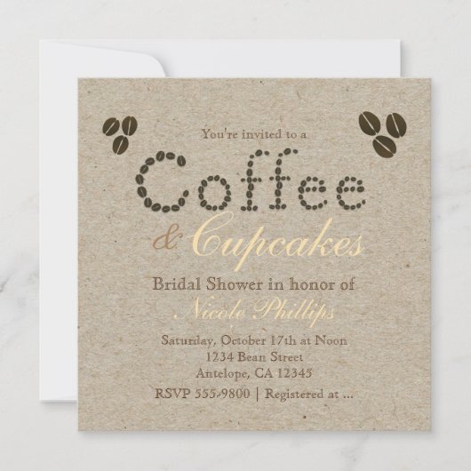Haricots de CAFE Naturel Rustique Invitations POUR (Devant)