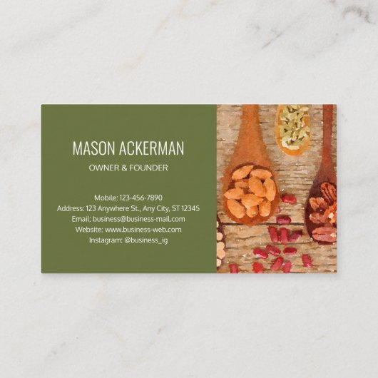 Haricots de noix Cartes de visite alimentaires sai (Dos)