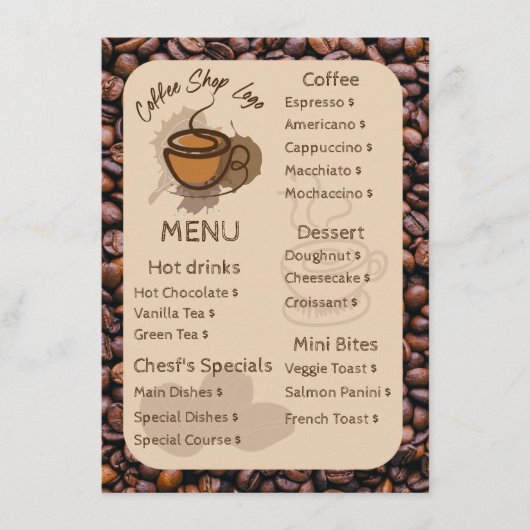 Haricots décontractés Ajouter Votre Menu Café Shop (Devant)