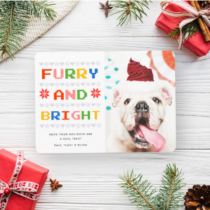 Harig en Helder Kerstvakantiehuisdier Hond Foto Feestdagenkaart