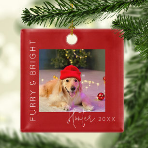 Harig & Helder Kerstboom met huisdier foto Metalen Ornament