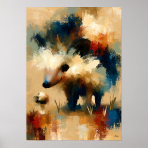 Harinezumi Paddenstoel Cute Baby Egel Kawaii Kunst Poster