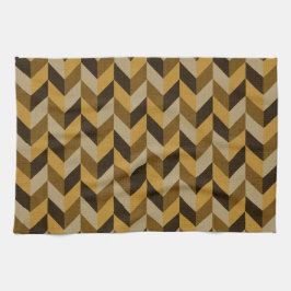 HaringBone patroon in gouden & bruin Theedoek