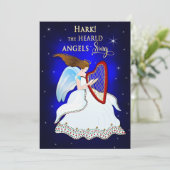 Hark de engelen zingen Kerstengel met harp Feestdagenkaart (Staand voorkant)