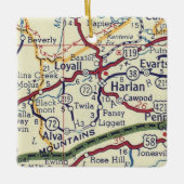 Harlan KY Map Keramisch Ornament (Voorkant)