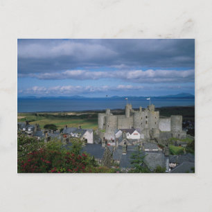Harlech Castle en village, Gwynedd, Noord-Wale Briefkaart