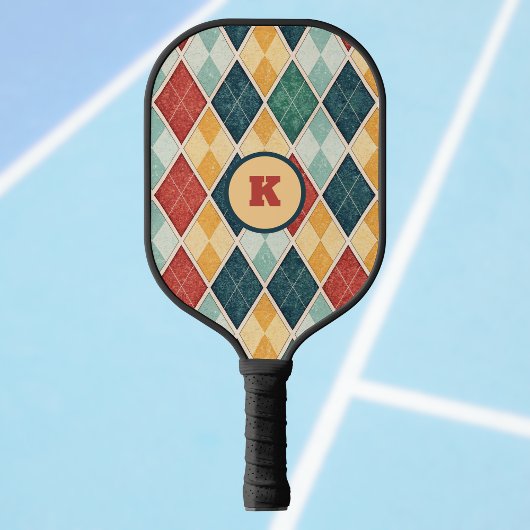 Harlekijn  Goud Rood Groen Monogram Argyle Pickleball Paddle