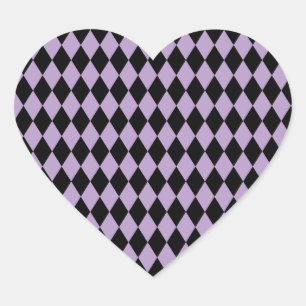 Harlekijn Lila en zwart Hart Sticker