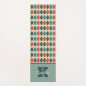 Harlekijn Retro Rood Goud Groen Monogram Argyle Yogamat (Voorkant)