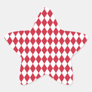 Harlekijn rood en wit ster sticker
