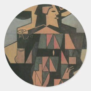 Harlekijn van Juan Gris, Vintage Cubisme Kunst Ronde Sticker