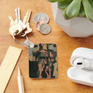 Harlekijn van Juan Gris, Vintage Cubisme Kunst Sleutelhanger