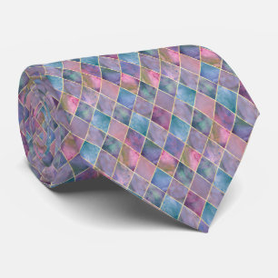 Harlekijn Waterverf Diamant Geometrisch Patroon Stropdas