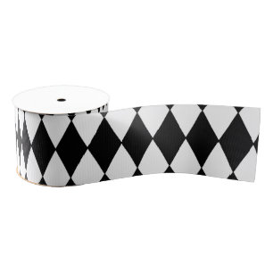 harlekijn zwart en wit grosgrain lint