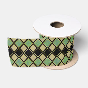 Harlekijnpatroon in goud, groen en zwart lint