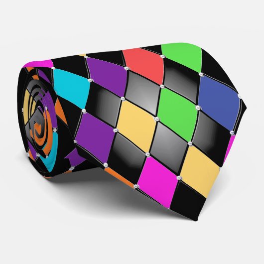 Harlekijnpatroon Stropdas 1 op Stropdas (Opgerold)