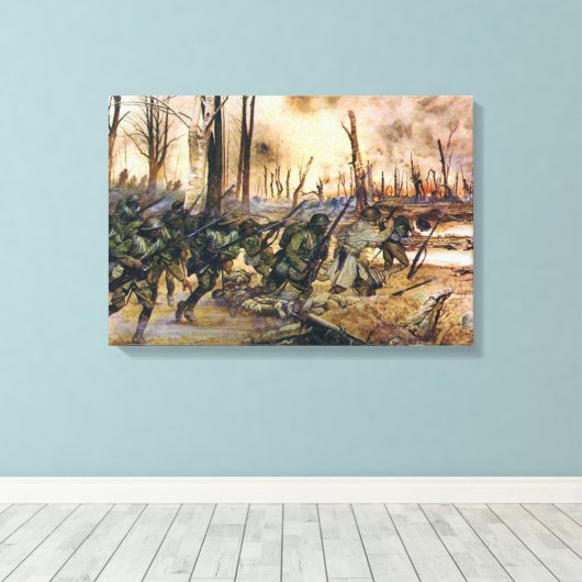 Harlem Hell Fighters Séchault H. Charles McBarron Canvas Afdruk (Insitu (Houten vloer))