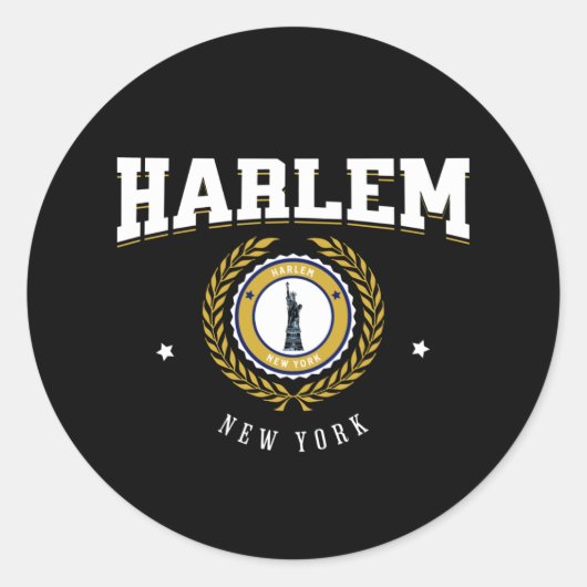 Harlem New York White Ronde Sticker (Voorkant)