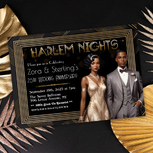 Harlem Nights Afro-Amerikaanse Huwelijksjubileum Kaart