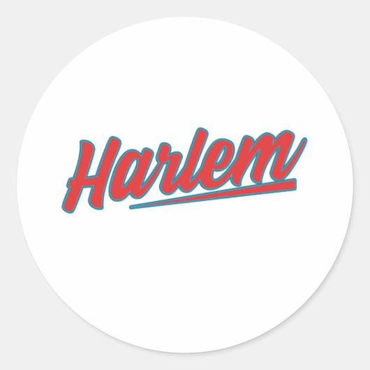 Harlem Red Typografie Ronde Sticker (Voorkant)