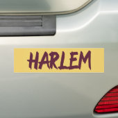 Harlem Text Base Design on Yellow Background Bum Bumpersticker (Op auto)
