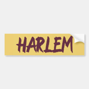 Harlem Text Base Design on Yellow Background Bum Bumpersticker
