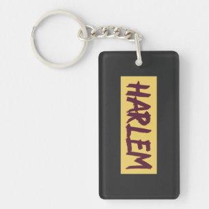 Harlem Text Base Design on Yellow Background Sleutelhanger