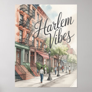 Harlem Vibes Watercolor Illustratie Poster