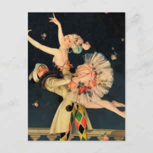 “Harlequin and Columbine” door FX Leyendecker Briefkaart