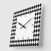 Harlequin Black en White Vierkante Klok (Hoek)