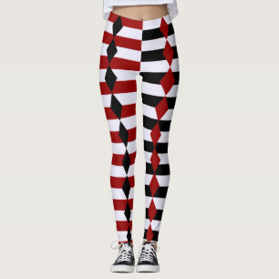 Harlequin Black White en Red Halloween Leggings