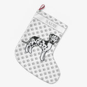 Harlequin Black & White Great Dane Cute Dog & Name Grote Kerstsok (Voorkant (Hangend))
