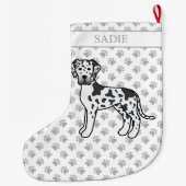 Harlequin Black & White Great Dane Cute Dog & Name Grote Kerstsok (Achterkant)