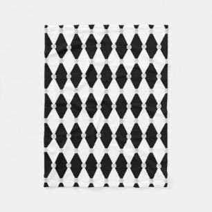 Harlequin Black White Rhombus Diamond Shape Fleece Deken