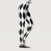 Harlequin Black White Rhombus Diamond Shape Leggings (Rechts)