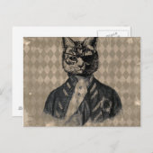 Harlequin Cat Grunge Briefkaart (Voorkant / Achterkant)