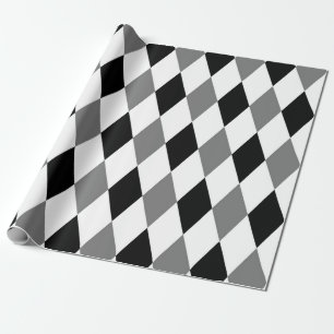 Harlequin Chic Diamond Geometrisch Zwart Wit Cadeaupapier