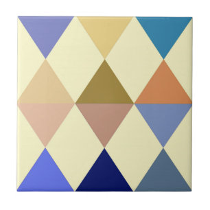 Harlequin / diamantpatroon - Cream en Blue Tegeltje