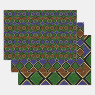 Harlequin diamantrooster: gestructureerde harmonie inpakpapier vel