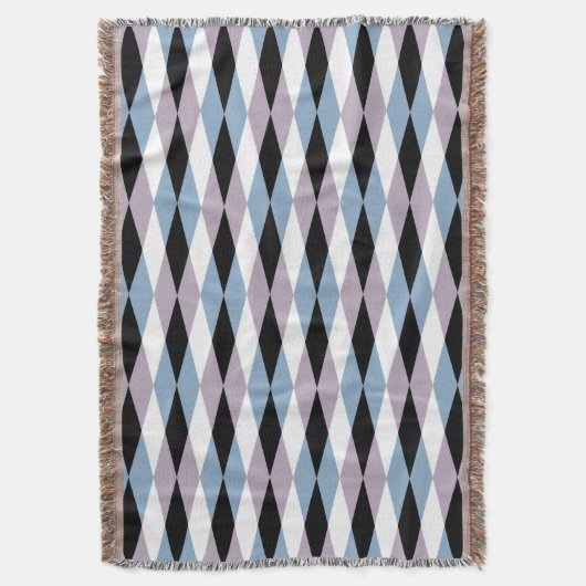 Harlequin Diamond Pattern - Blue and Dusty Lila Deken (Voorkant Verticaal)